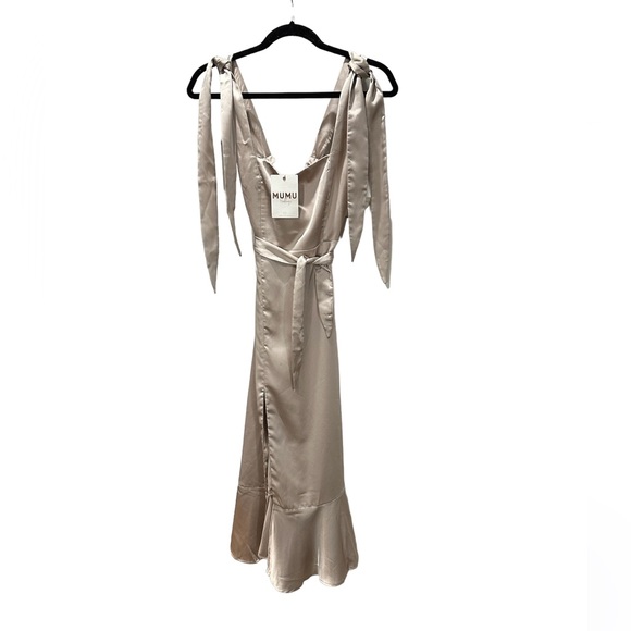 Show Me Your Mumu Claire Midi Dress Show Me The Ring Luxe Satin Small NEW NWT - Picture 4 of 6